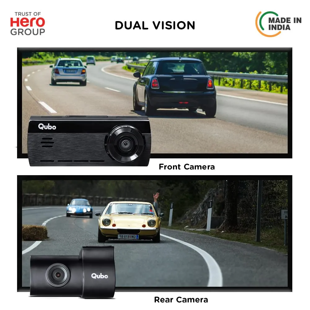 Qubo Car Dash Camera True 4K 2160P UHD Dual Channel