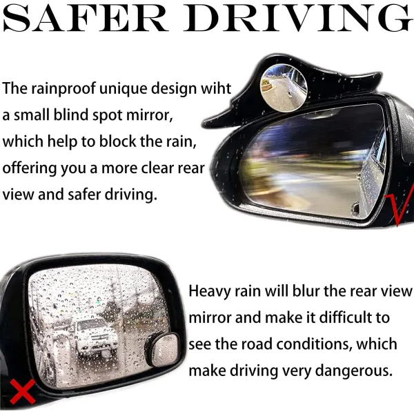 Universal 2-in-1 Blind Spot Mirror & Rain Eyebrow Protector (Pack of 2)