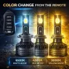 Carhatke 160W Tri Color LED Headlight Bulb for Car & Bike H4/H19 - Remote Control + Flasher