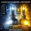 Carhatke 160W Tri Color LED Headlight Bulb for Car & Bike H4/H19 - Remote Control + Flasher