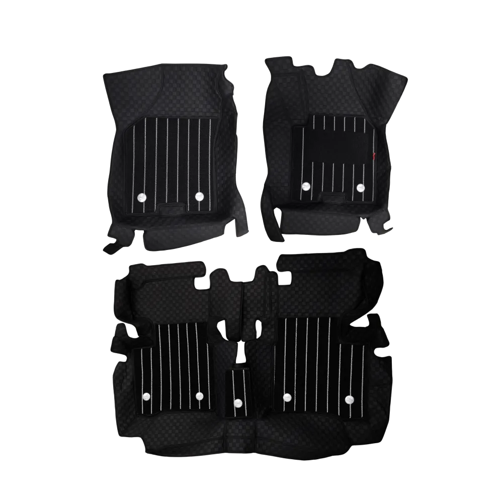 Black Luxury Florino Floor Mats for Honda Amaze 2018-24  - Manual