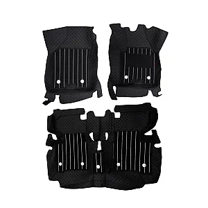 Black Luxury Florino Floor Mats for Honda Amaze 2018-24  - Manual