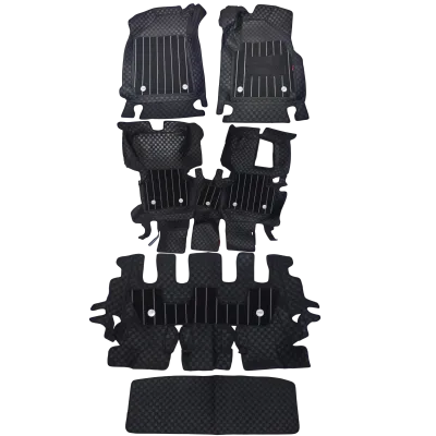 Black Color Luxury Florino Floor Mats for Hyundai Alcazar 2021-24 - 7 Seater