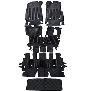 Black Color Luxury Florino Floor Mats for Hyundai Alcazar 2024 Onwards - 6 Seater