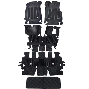 Black Color Luxury Florino Floor Mats for Hyundai Alcazar 2024 Onwards - 6 Seater