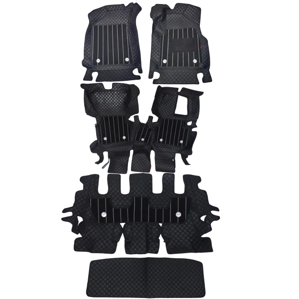 Black Color Luxury Florino Floor Mats for Hyundai Alcazar 2024 Onwards - 7 Seater