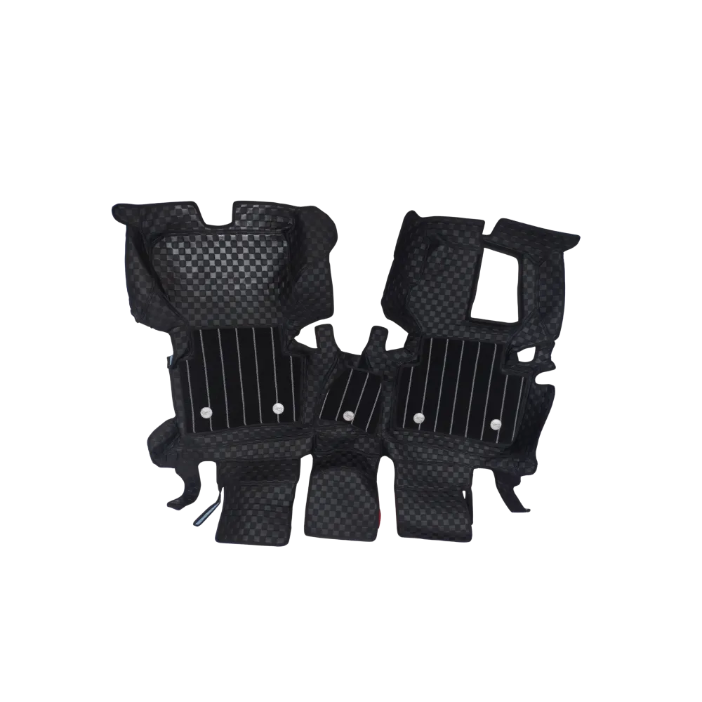 Black Color Luxury Florino Floor Mats for Hyundai Alcazar 2024 Onwards - 7 Seater
