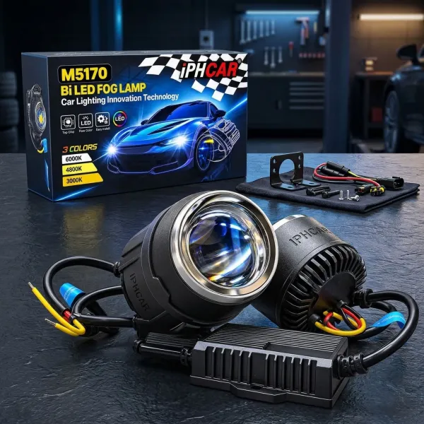 IPH Car M5170 Tri-Colour LED Fog Lamp for Cars | 2-Inch Bi-LED Projector Lights | 3 Colour Modes IPH Car M5170 Tri-Colour LED Fog Lamp for Cars | 2-Inch Bi-LED Projector Lights | 3 Colour Modes