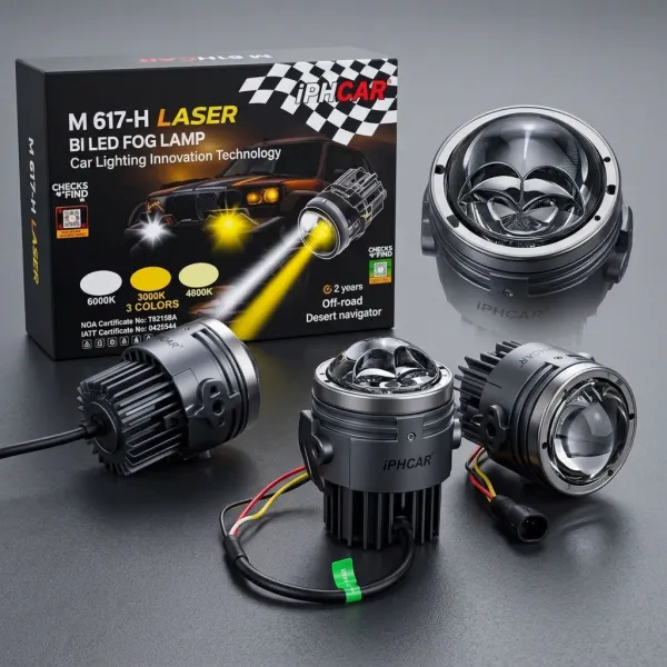 IPH Car M617-H Laser 3" Bi-LED Fog Lamp for Cars | Tri-Colour Projector Lights