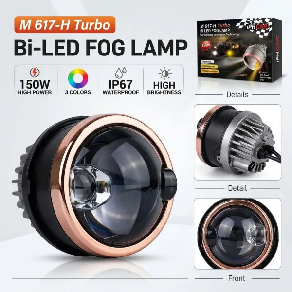 IPH M617-H Trubo Laser 150W Tri-Color 3"  Bi-LED Projector Fog Lamp