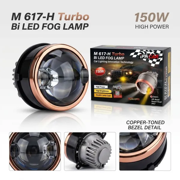 IPH M617-H Trubo Laser 150W Tri-Color 3"  Bi-LED Projector Fog Lamp