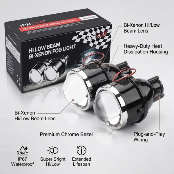 IPH Car Projector Fog Lamp 3 Inch Universal M612 - Clear lens