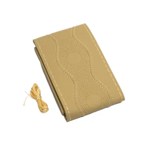 High-Quality Leather Car Steering Wheel Cover &ndash; Beige With Beige Thread