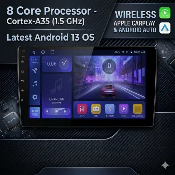 Carhatke 9” Android Stereo | 8 Core Processor |  4GB+64GB Genuine | Wireless CarPlay & Android Auto | 360° View System |  4G SIM