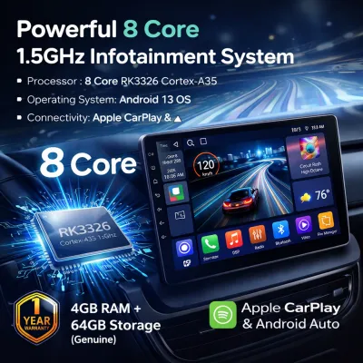 Carhatke 9” Android Stereo | 8 Core Processor |  4GB RAM+64GB Genuine | Wireless CarPlay & Android Auto 