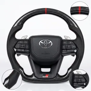 Carbon Fiber Style LC300-Inspired Steering Wheel with Paddle Shifters for Toyota Fortuner, Innova Crysta & Hilux - Copy