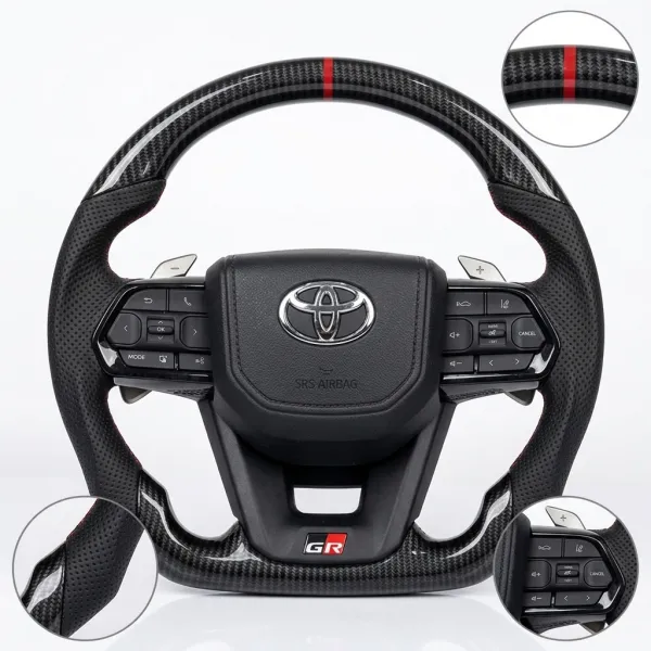 Carbon Fiber Style LC300-Inspired Steering Wheel with Paddle Shifters for Toyota Fortuner, Innova Crysta & Hilux - Copy Carbon Fiber Style LC300-Inspired Steering Wheel with Paddle Shifters for Toyota Fortuner, Innova Crysta & Hilux - Copy