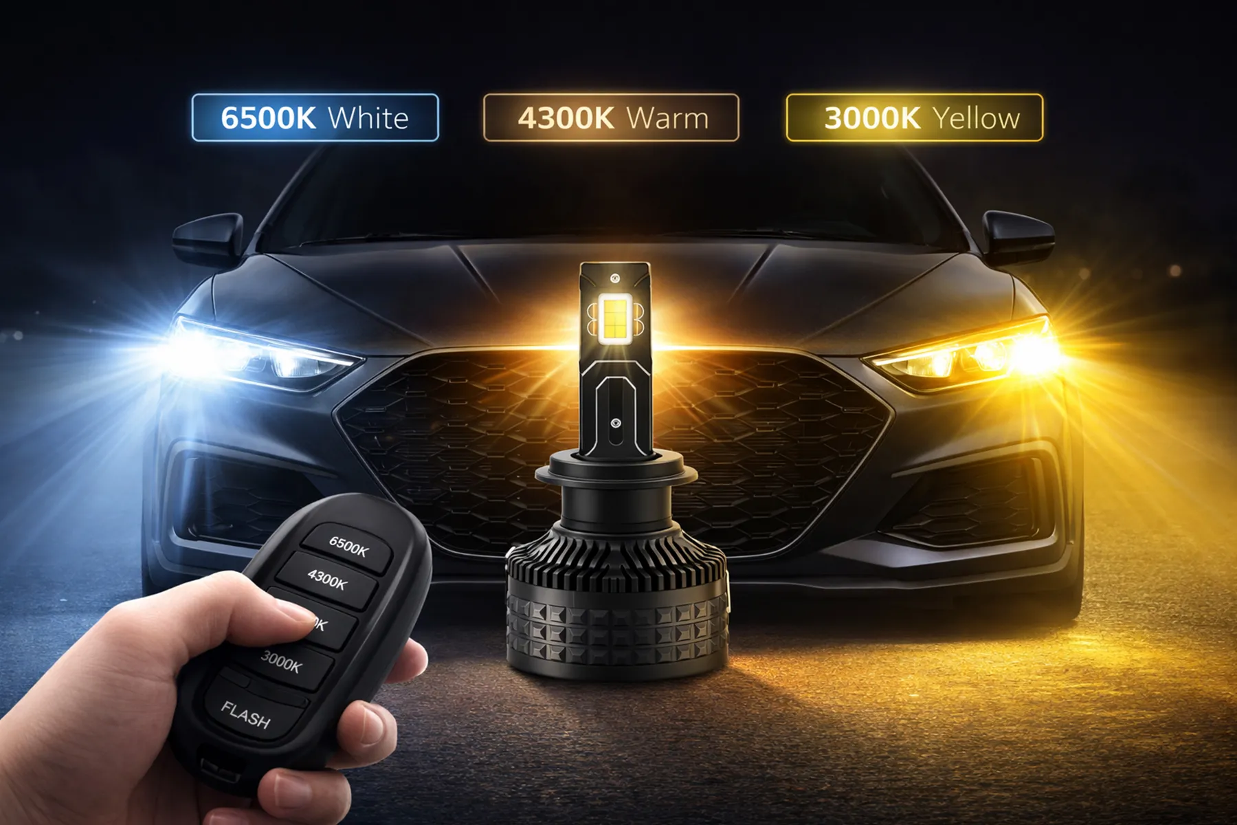 Tri Color LED Headlight Bulb