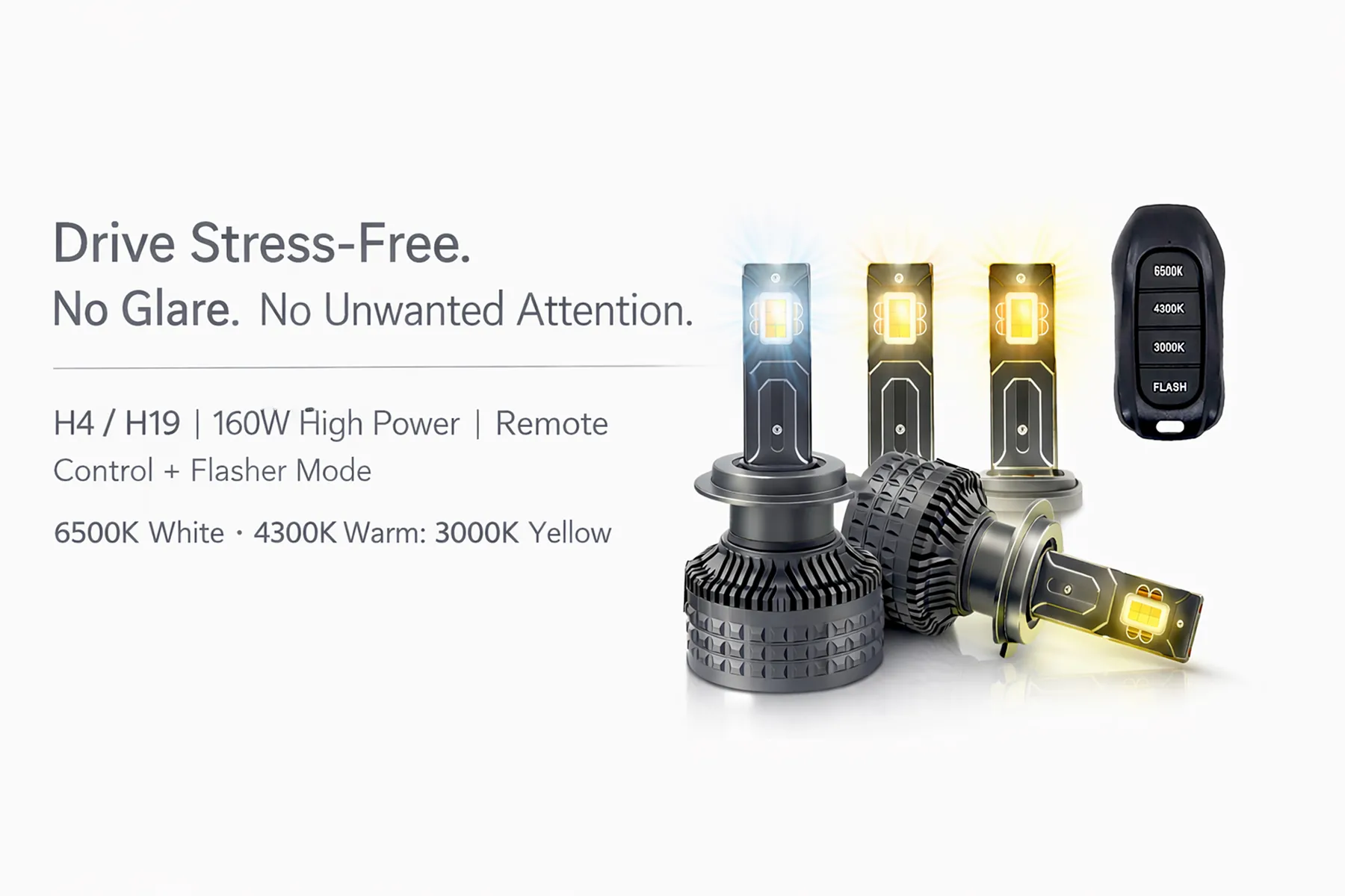 Tri Color LED Headlight Bulb Carhatke LED Headlight