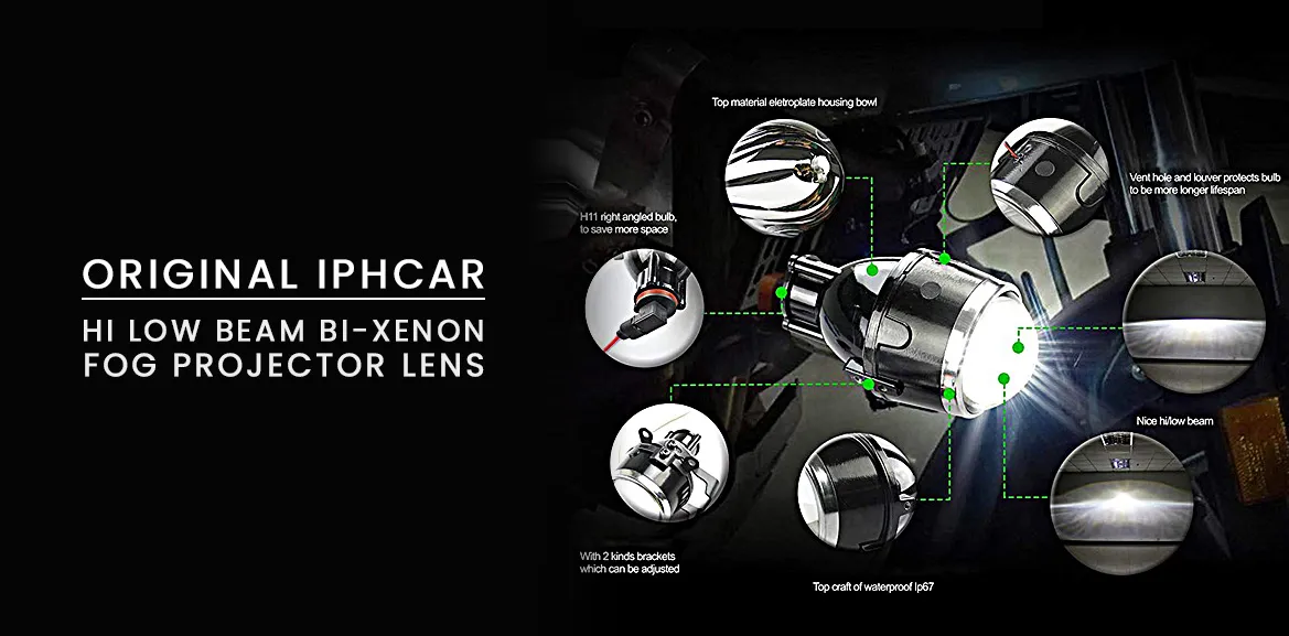 Original iPHCAR Bi-Xenon 3inch Projector Fog Light Housing (Universal Type) Original iPHCAR Bi-Xenon 3inch Projector Fog Light Housing (Universal Type)