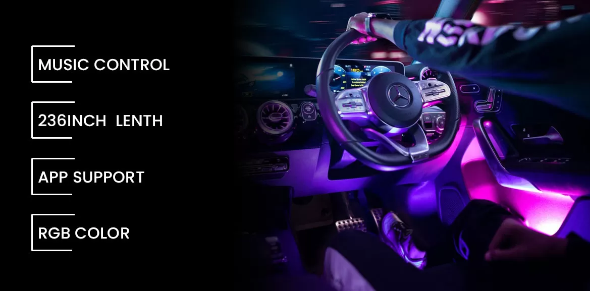 5LED 6M Multi Color RGB App LED Car Atmosphere Interior Light With Optic Fibre Cable, Bluetooth App Control For All Cars 5LED 6M Multi Color RGB App LED Car Atmosphere Interior Light With Optic Fibre Cable, Bluetooth App Control For All Cars