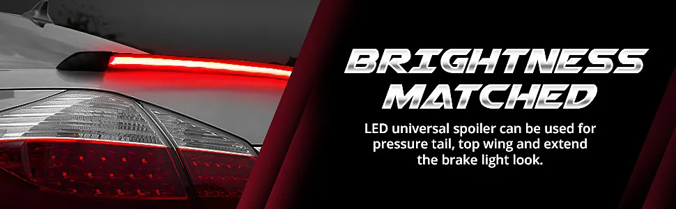 Carhatke Universal LED Spoiler Rear Spoiler Lip Kit (3.9ft) for Car Trunk, Exterior Accessories, Brake Light, Dark Black, Trunk Spoiler, Universal Fit for Roof, and Easy Installation Carhatke Universal LED Spoiler Rear Spoiler Lip Kit (3.9ft) for Car Trunk, Exterior Accessories, Brake Light, Dark Black, Trunk Spoiler, Universal Fit for Roof, and Easy Installation