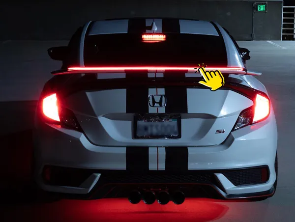 Carhatke Universal LED Spoiler Rear Spoiler Lip Kit (3.9ft) for Car Trunk, Exterior Accessories, Brake Light, Dark Black, Trunk Spoiler, Universal Fit for Roof, and Easy Installation Carhatke Universal LED Spoiler Rear Spoiler Lip Kit (3.9ft) for Car Trunk, Exterior Accessories, Brake Light, Dark Black, Trunk Spoiler, Universal Fit for Roof, and Easy Installation