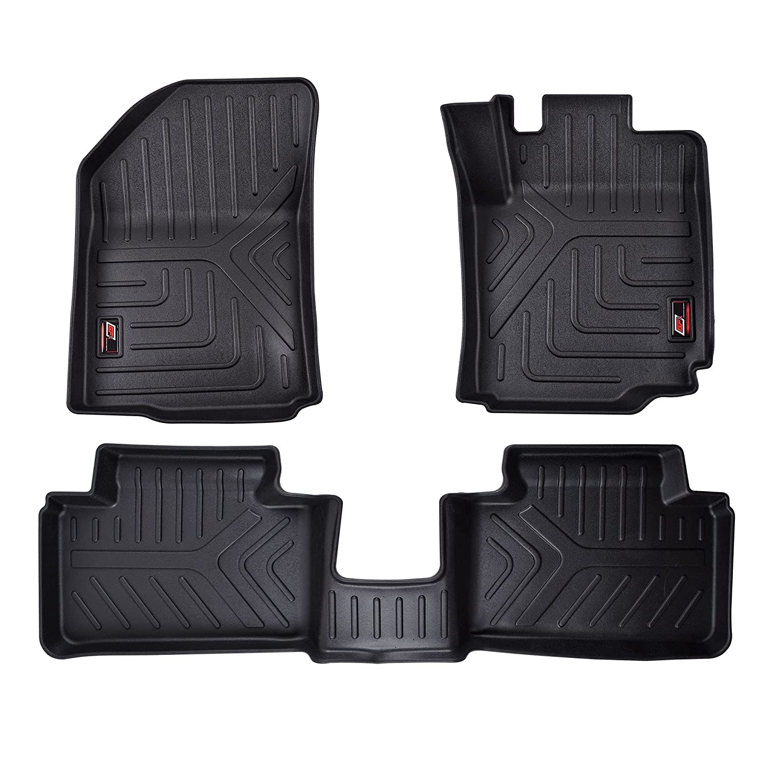 Zone Tech All Weather Rubber Car Interior Floor Mats 3-Piece Trimmable  Waterproof Odorless Black Heavy Duty Interior Floor Mats Universal Fit