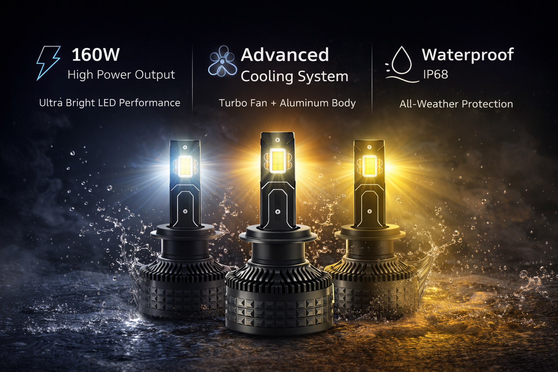 Tri Color LED Headlight Bulb Carhatke LED Headlight