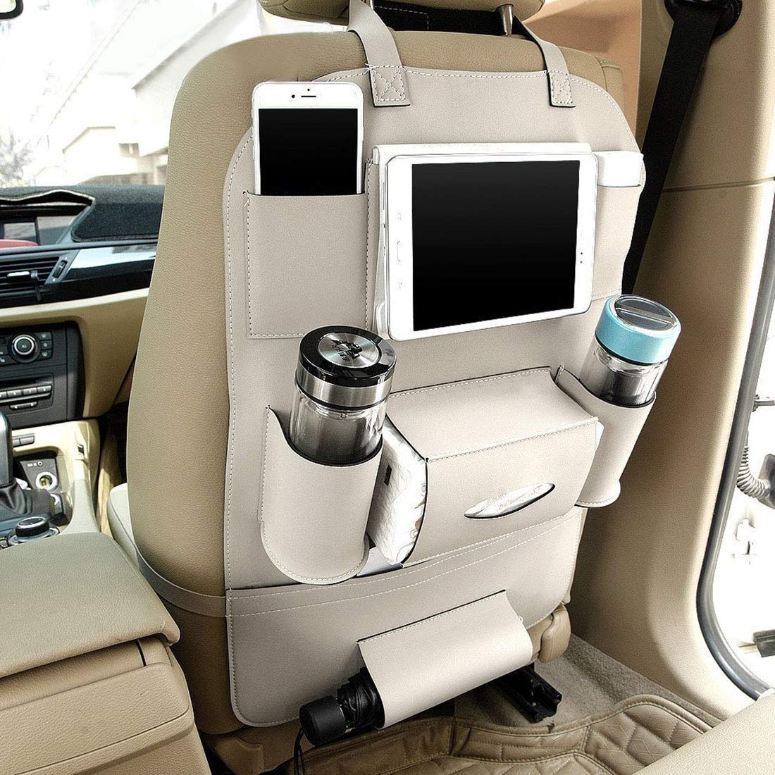 Advanced Car Seat Side Pockets PU Leather Driving Seat Hanging Bag Mobile  Phone Storage Bag Auto Tissue Box Holder Cards Pocket