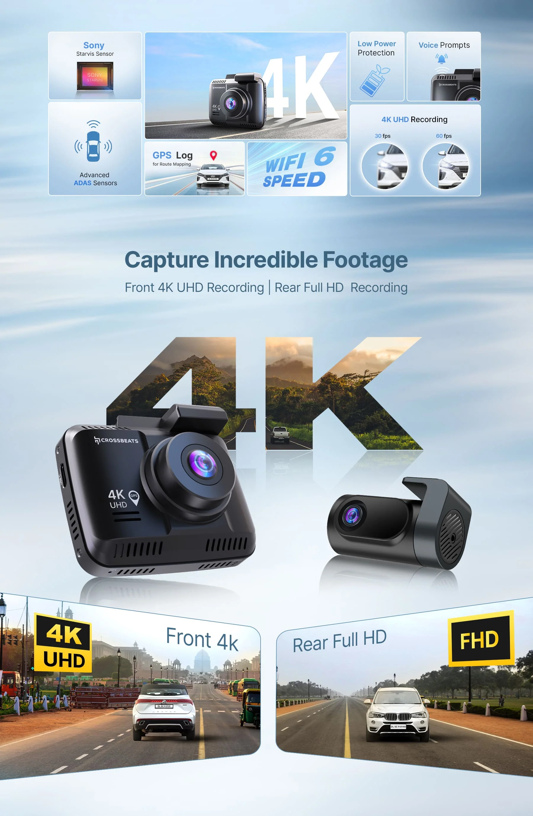 Crossbeats Roadeye DC03 4K Dash Camera for Car