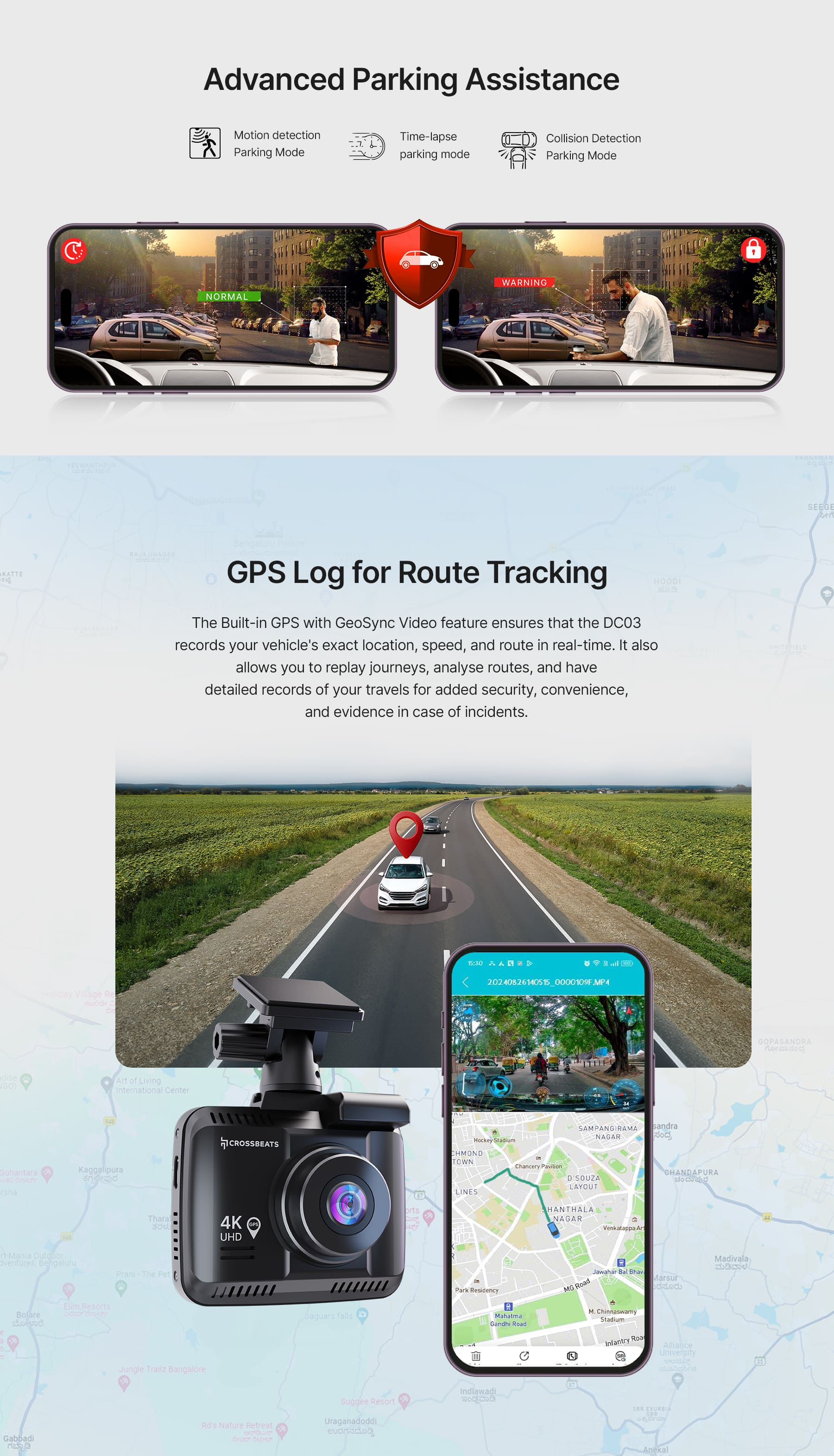 Crossbeats Roadeye DC03 4K Dash Camera for Car