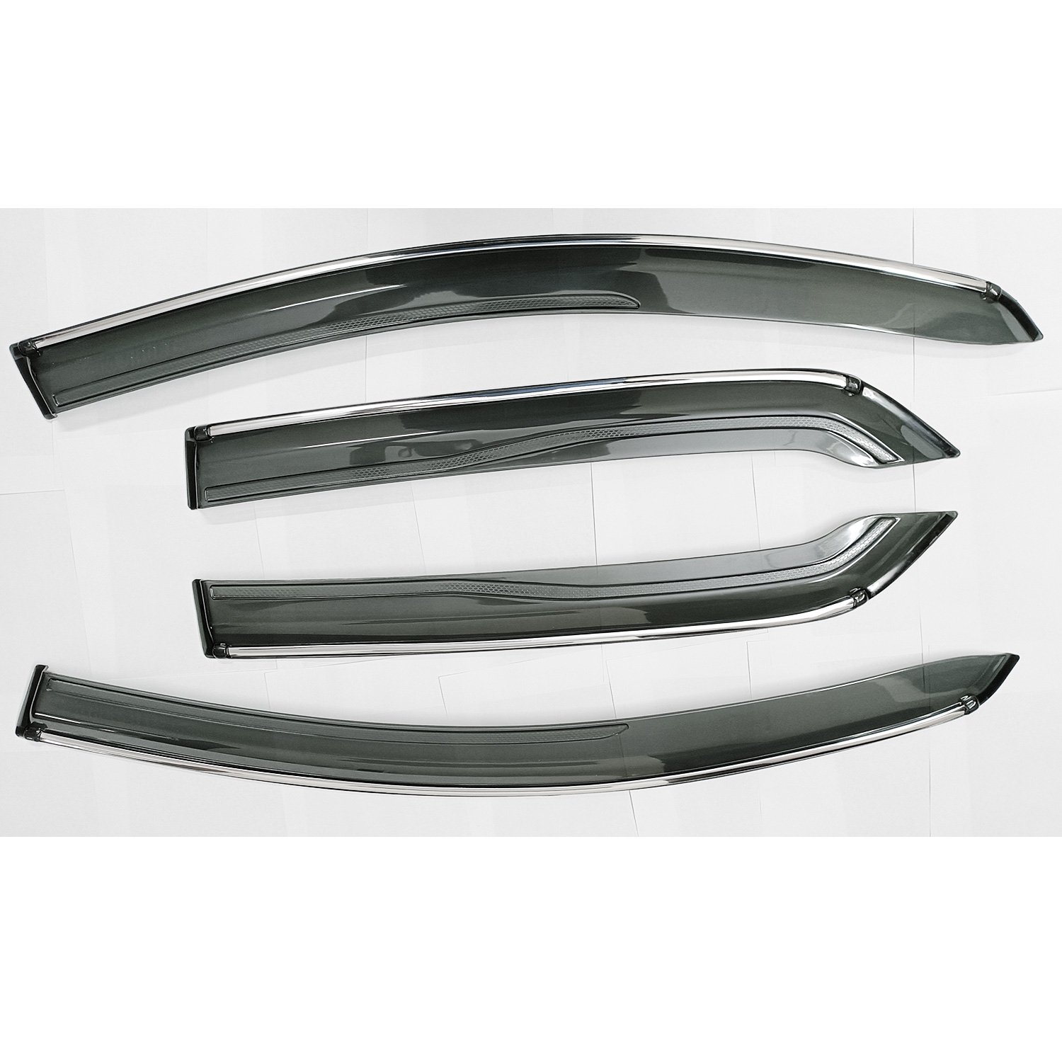 Ford Ecosport Car Window Door Visor with Chrome Line Set Of 4 Pcs