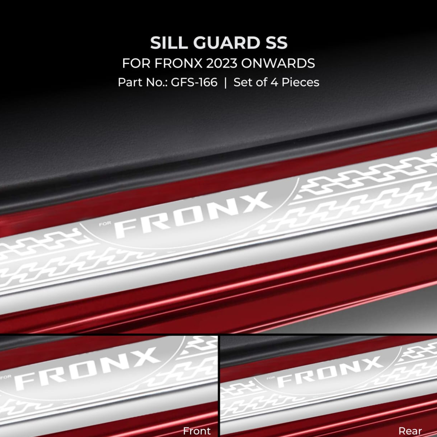 Rear Door Sill Strip Trunk Sill Guard Protector Black & Red