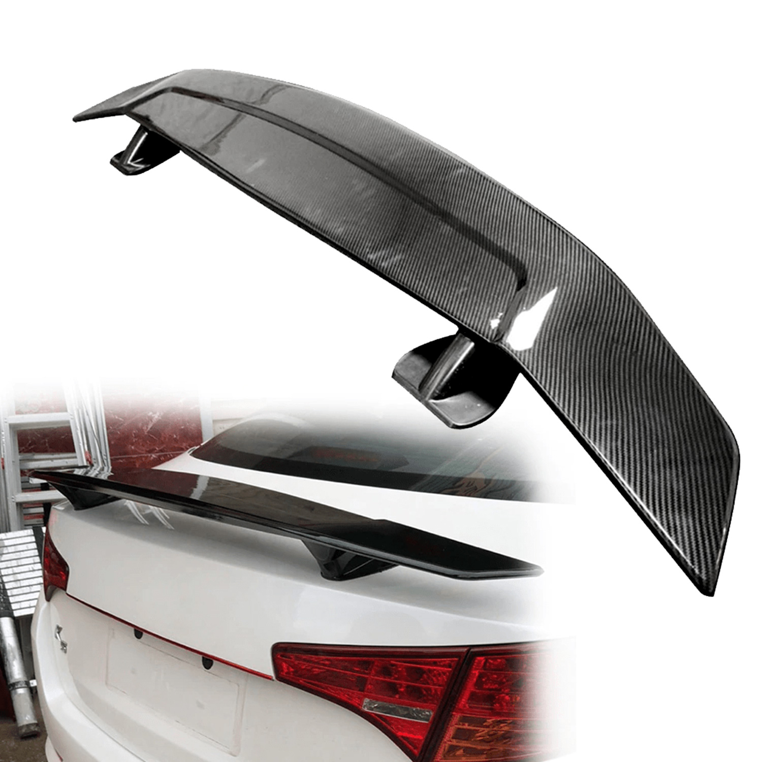 130cm Universal Sedan Car Rear Wing Spoiler RS Style Glossy Carbon Fiber  Look US