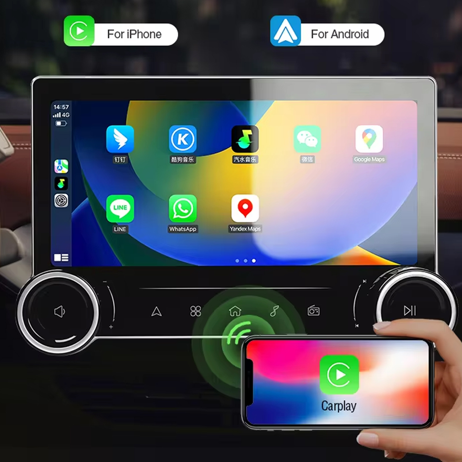 Gemstone 2K 10.36 Car Android Stereo Music System with 360 Camera, 2K Screen, OLED Display, Latest Android, 4G Support,  Strong 8|10 Core Processor,  Wireless Android Auto & Apple CarPlay, Bluetooth & WIFI Connectivity, FM/Radio Functionality