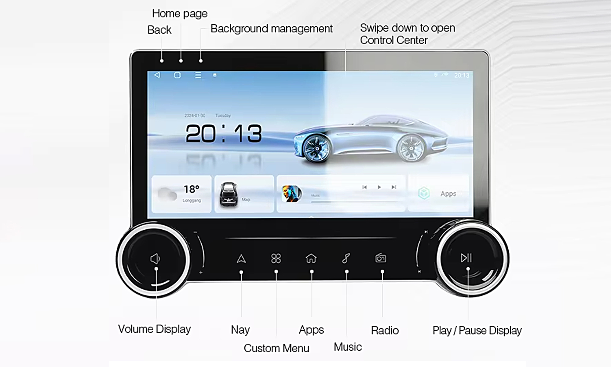 Gemstone 2K 10.36 Car Android Stereo Music System with 360 Camera, 2K Screen, OLED Display, Latest Android, 4G Support,  Strong 8|10 Core Processor,  Wireless Android Auto & Apple CarPlay, Bluetooth & WIFI Connectivity, FM/Radio Functionality