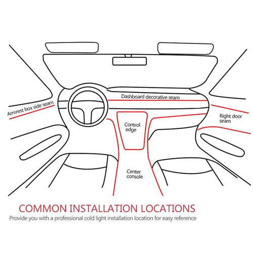 5LED 6M Multi Color RGB App LED Car Atmosphere Interior Light With Optic Fibre Cable, Bluetooth App Control For All Cars