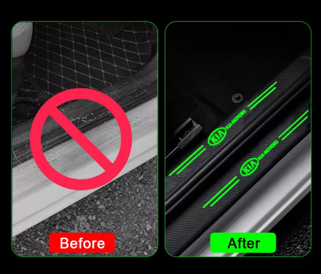 Car Door Radium Night Logo Glow Sill Plate Door Guard  Pad  Stickers for All Cars (Set of 4Pcs.)