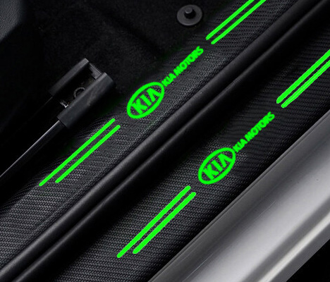 Car Door Radium Night Logo Glow Sill Plate Door Guard  Pad  Stickers for All Cars (Set of 4Pcs.)