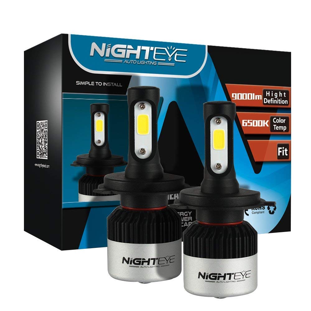 Original NightEye Automotive LED Bulb For Headlamp High Beam Low 9000LM 6500K (Cool White) - H4 (Set of 2Pcs)