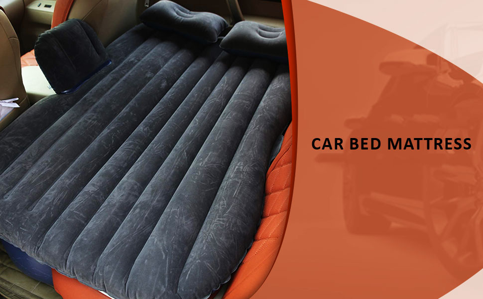 Travel Inflatable Car Bed Sofa Mattress With Two Air Bed Pillows, Car Air Pump And Repair Kit Included